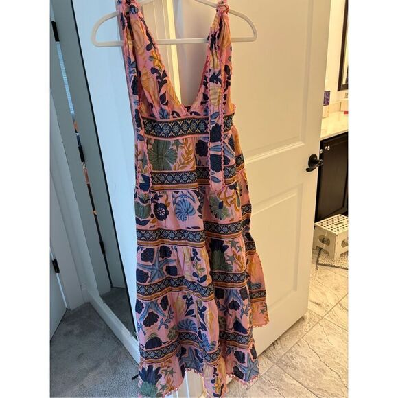 NWT Farm Rio SEASHELL tiered PINK MIDI DRESS, XXS $275 - Picture 3 of 9